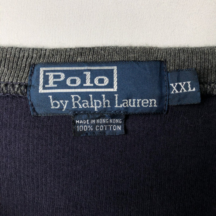 Ralph Lauren POLO by Ralph Lauren V-neck cotton knit sweater, men's size XXL cotton navy blue type Vintage Second Hand