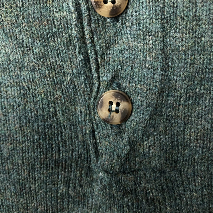Vintage LLBean Henley Neck Knit Sweater from the 1990'S (Men's XXL equivalent) unclear green type Vintage Second Hand