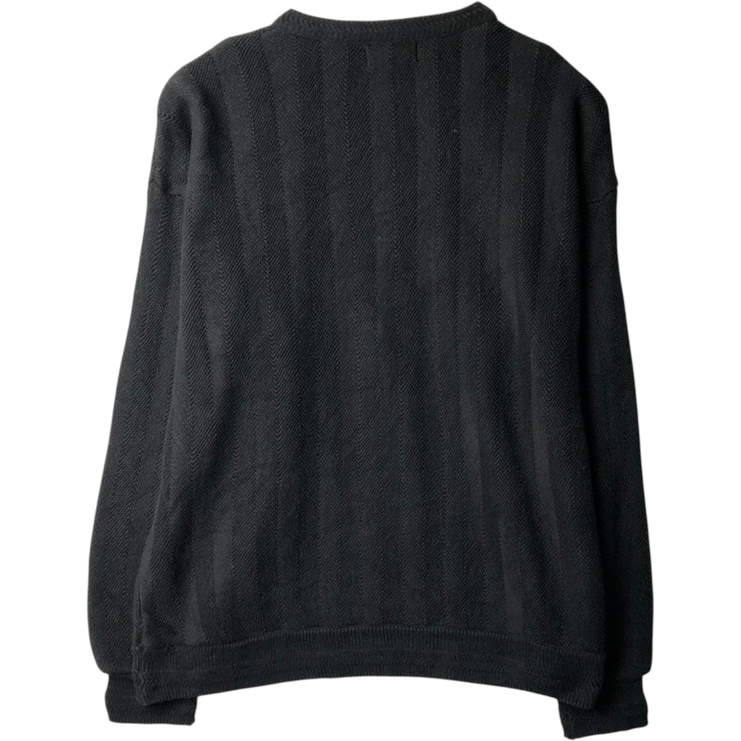 1990'S Ralph Lauren CHAPS Herringbone Cotton Knit Sweater, Made in USA, Men's Size L (approx.), Vintage cotton black type Vintage Second Hand