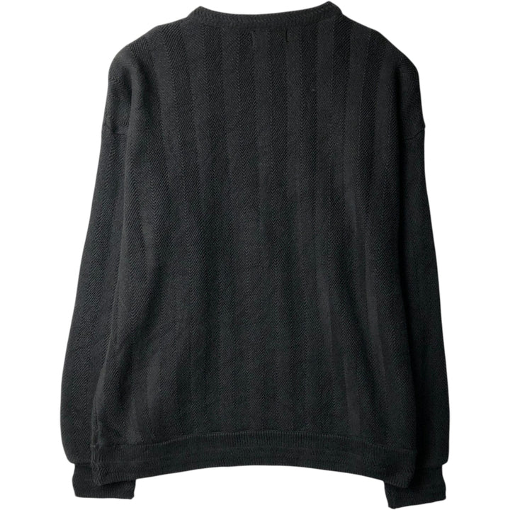 1990'S Ralph Lauren CHAPS Herringbone Cotton Knit Sweater, Made in USA, Men's Size L (approx.), Vintage cotton black type Vintage Second Hand