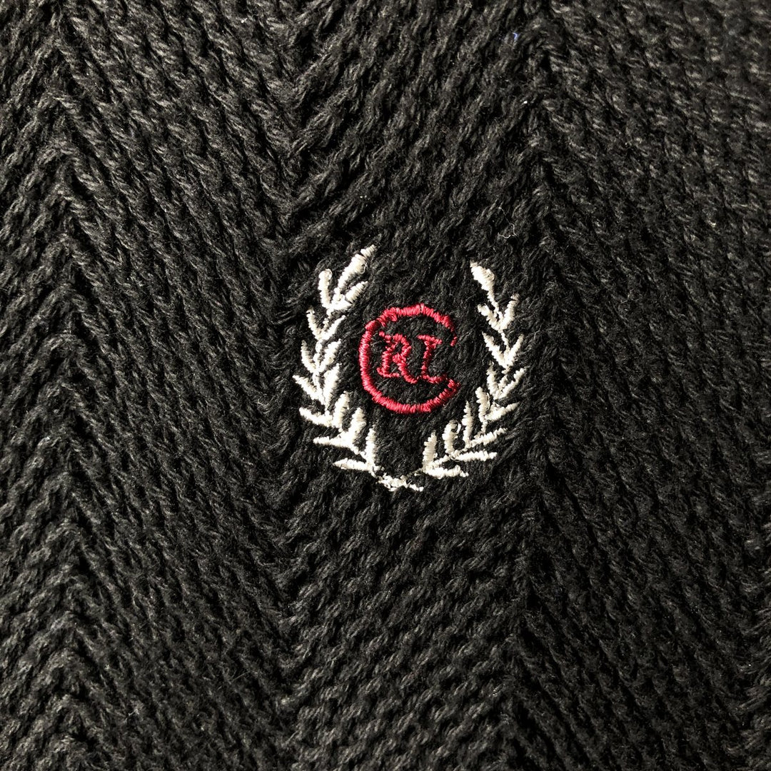 1990'S Ralph Lauren CHAPS Herringbone Cotton Knit Sweater, Made in USA, Men's Size L (approx.), Vintage cotton black type Vintage Second Hand