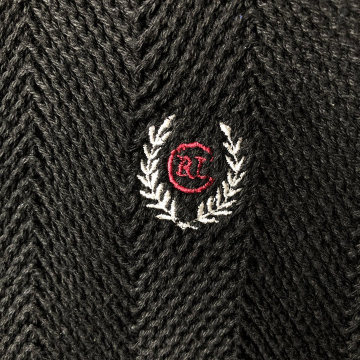 1990'S Ralph Lauren CHAPS Herringbone Cotton Knit Sweater, Made in USA, Men's Size L (approx.), Vintage cotton black type Vintage Second Hand