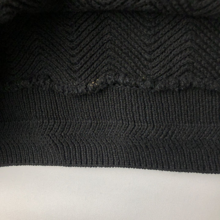 1990'S Ralph Lauren CHAPS Herringbone Cotton Knit Sweater, Made in USA, Men's Size L (approx.), Vintage cotton black type Vintage Second Hand