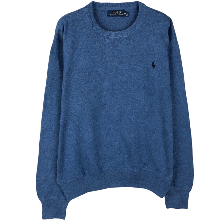 Ralph Lauren POLO RALPH LAUREN cotton knit sweater, men's size M cotton blue type Vintage Second Hand