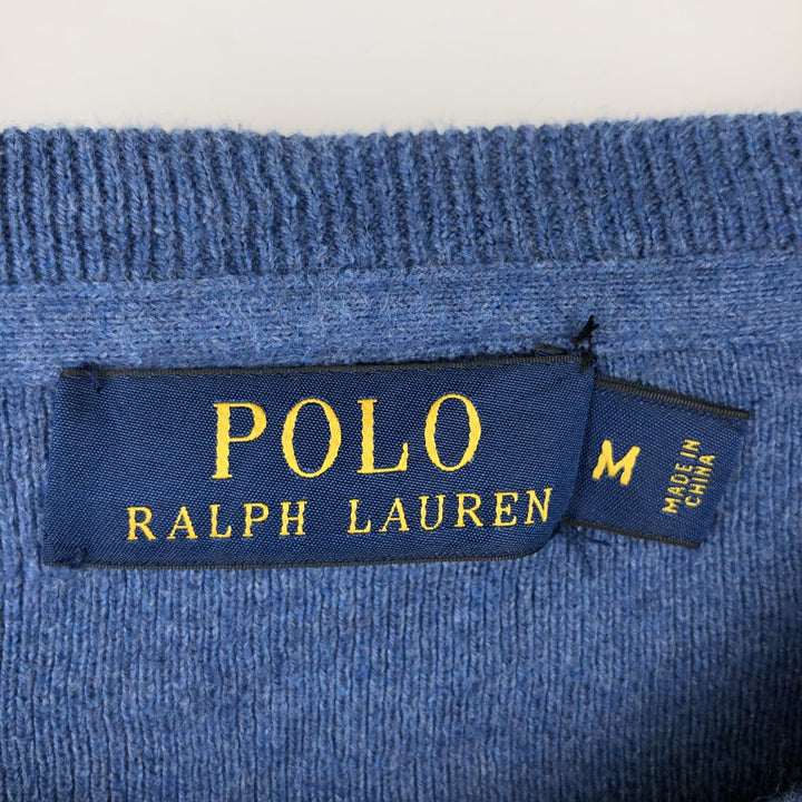 Ralph Lauren POLO RALPH LAUREN cotton knit sweater, men's size M cotton blue type Vintage Second Hand