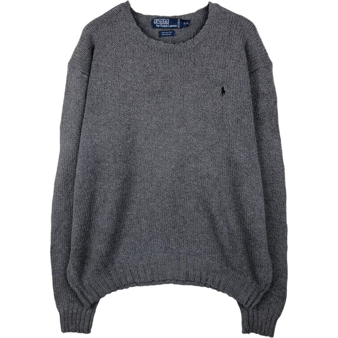 Ralph Lauren POLO by Ralph Lauren Cotton Knit Sweater Men's L size cotton gray type Vintage Second Hand