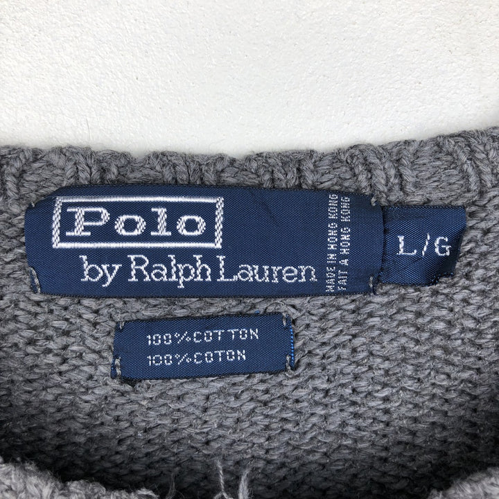Ralph Lauren POLO by Ralph Lauren Cotton Knit Sweater Men's L size cotton gray type Vintage Second Hand