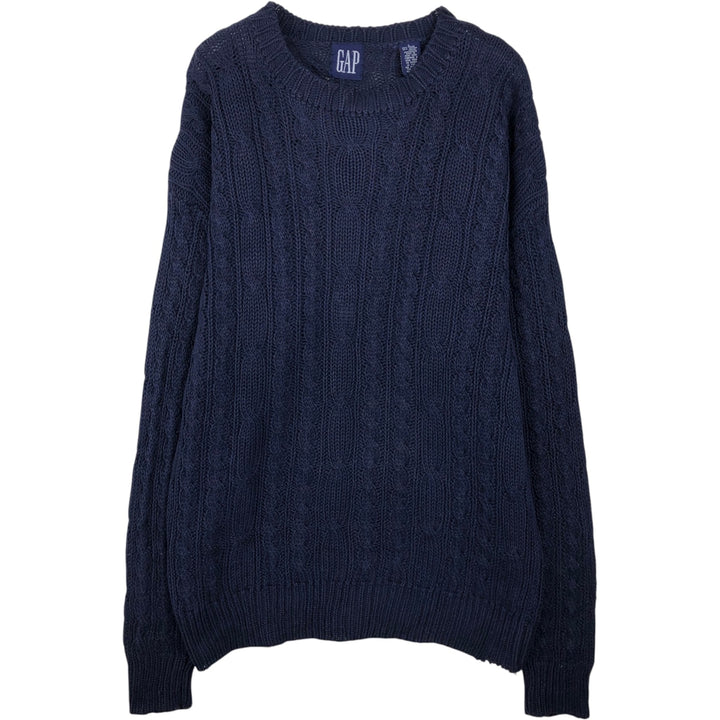 90'S GAP Old Gap Ramie x Cotton Knit Sweater, Men's Size L (approx.), Vintage Lamy navy blue type Vintage Second Hand