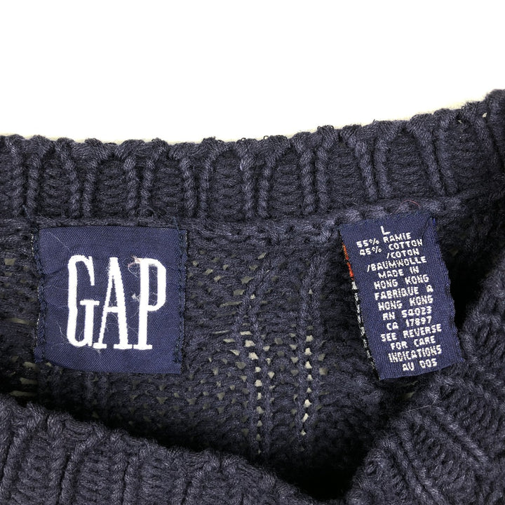 90'S GAP Old Gap Ramie x Cotton Knit Sweater, Men's Size L (approx.), Vintage Lamy navy blue type Vintage Second Hand