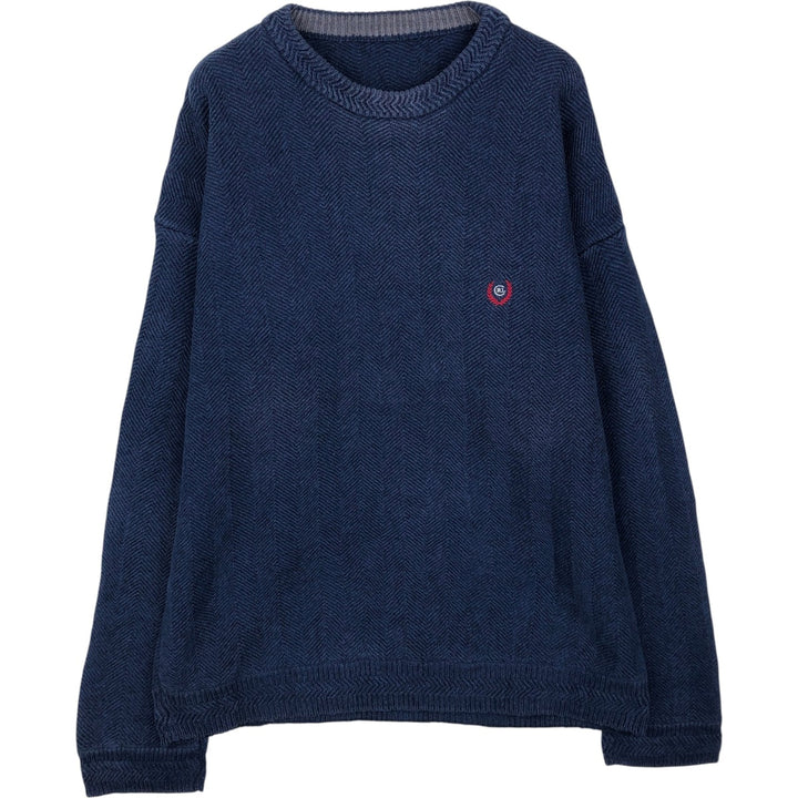 Ralph Lauren herringbone knit sweater, men's size L (approx.) unclear navy blue type Vintage Second Hand