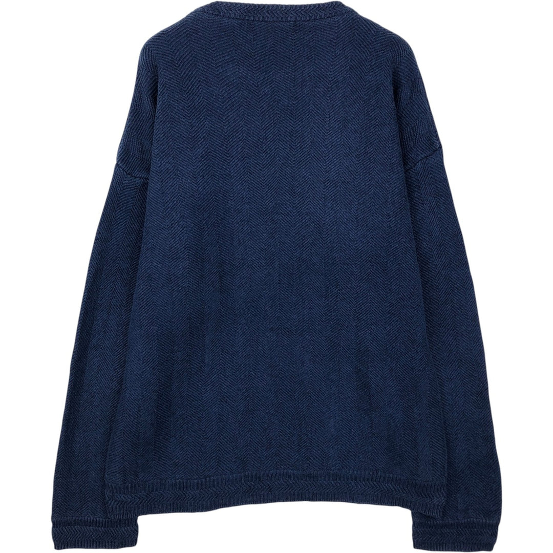Ralph Lauren herringbone knit sweater, men's size L (approx.) unclear navy blue type Vintage Second Hand