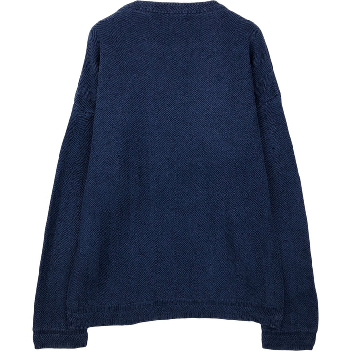 Ralph Lauren herringbone knit sweater, men's size L (approx.) unclear navy blue type Vintage Second Hand