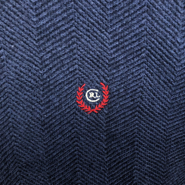 Ralph Lauren herringbone knit sweater, men's size L (approx.) unclear navy blue type Vintage Second Hand