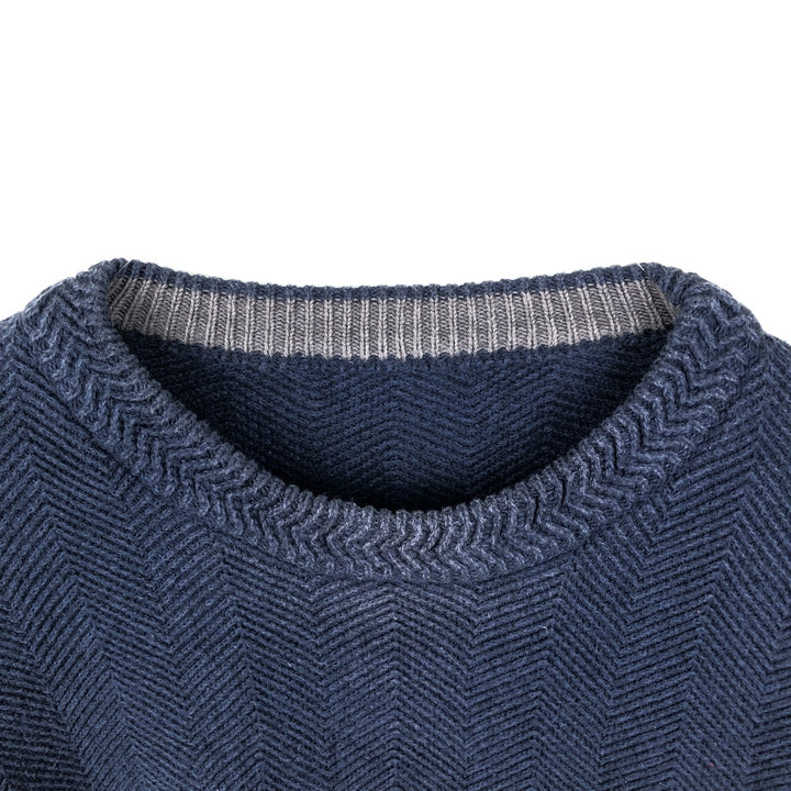 Ralph Lauren herringbone knit sweater, men's size L (approx.) unclear navy blue type Vintage Second Hand
