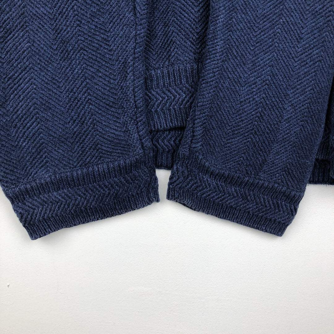 Ralph Lauren herringbone knit sweater, men's size L (approx.) unclear navy blue type Vintage Second Hand