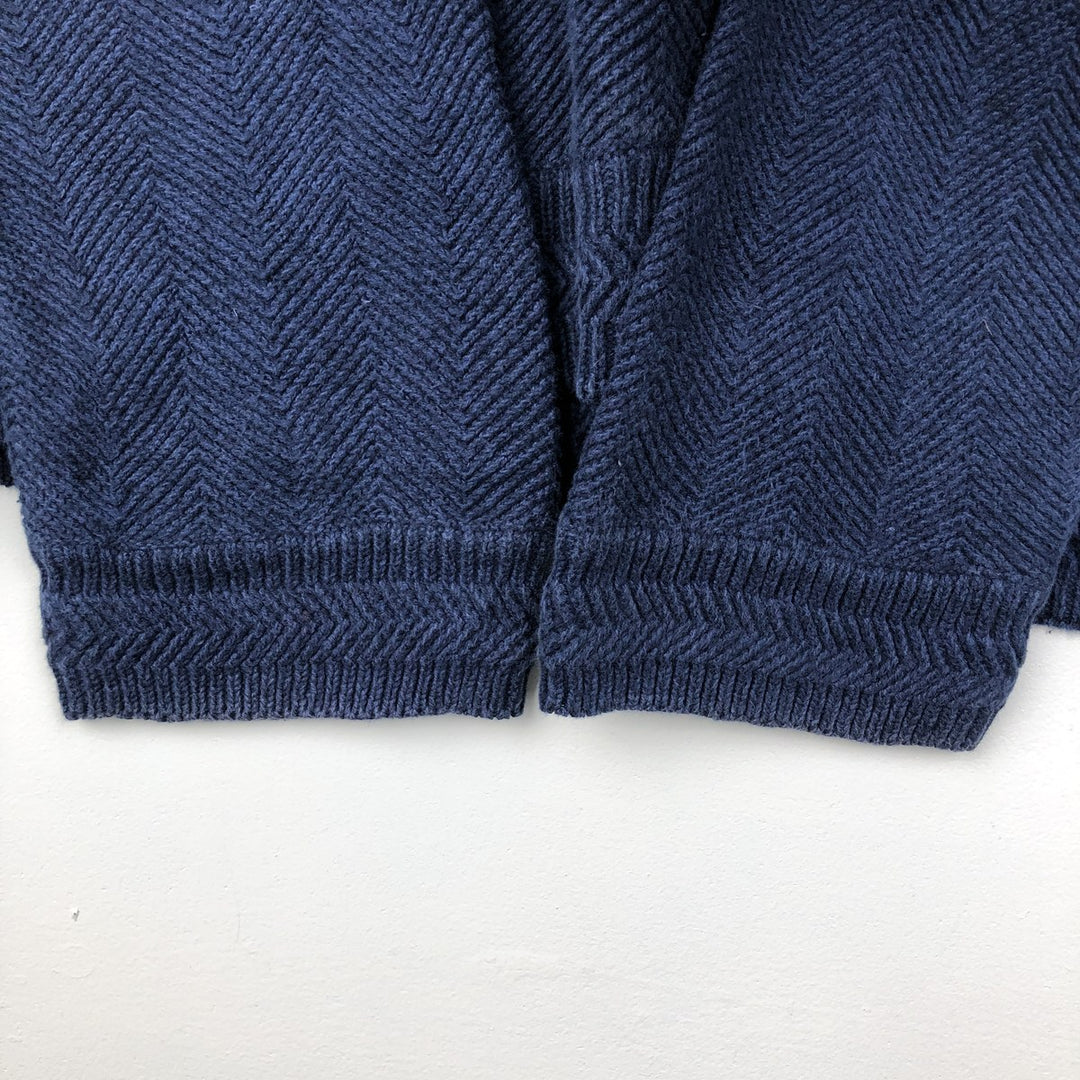 Ralph Lauren herringbone knit sweater, men's size L (approx.) unclear navy blue type Vintage Second Hand