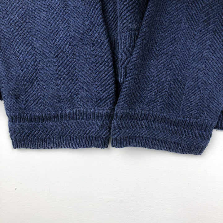 Ralph Lauren herringbone knit sweater, men's size L (approx.) unclear navy blue type Vintage Second Hand