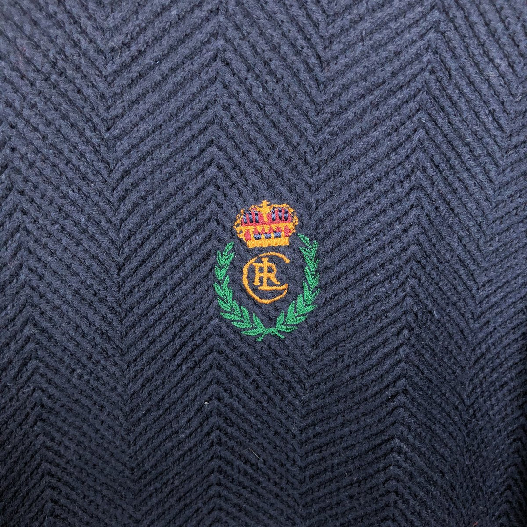 Ralph Lauren CHAPS Herringbone Cotton Knit Sweater, Men's Size L cotton navy blue type Vintage Second Hand