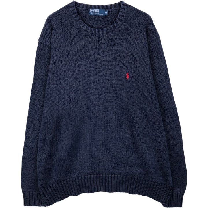 Ralph Lauren POLO by Ralph Lauren Cotton Knit Sweater Men's XL cotton navy blue type Vintage Second Hand