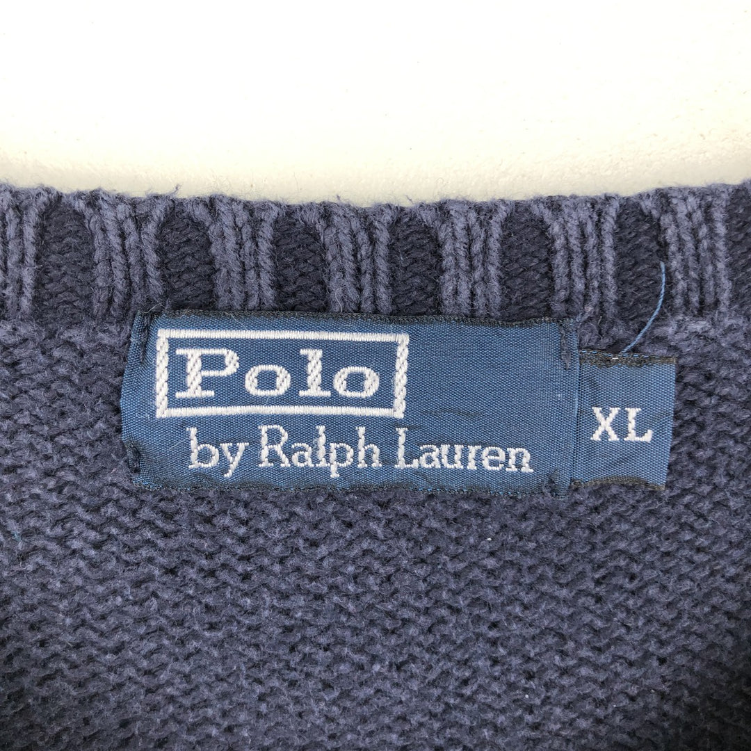 Ralph Lauren POLO by Ralph Lauren Cotton Knit Sweater Men's XL cotton navy blue type Vintage Second Hand