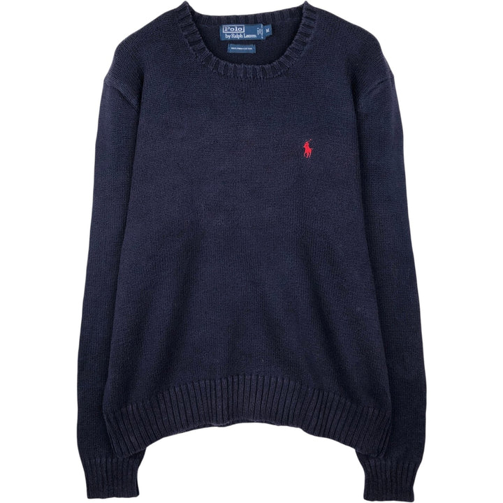 Ralph Lauren POLO by Ralph Lauren Pima cotton knit sweater, men's size M Pima Cotton navy blue type Vintage Second Hand