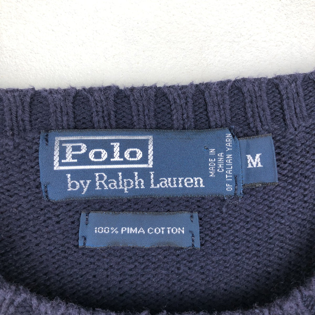 Ralph Lauren POLO by Ralph Lauren Pima cotton knit sweater, men's size M Pima Cotton navy blue type Vintage Second Hand