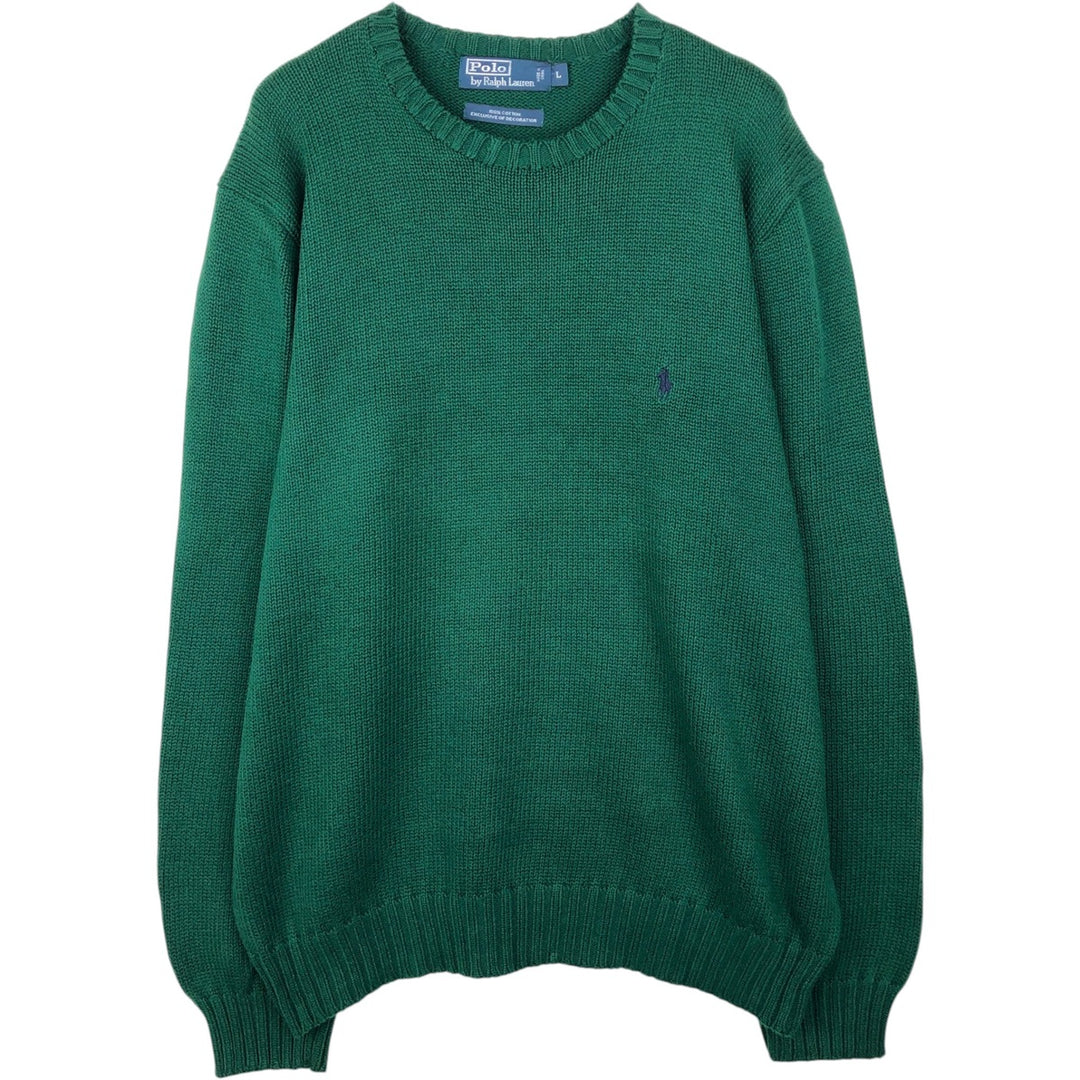Ralph Lauren POLO by Ralph Lauren Cotton Knit Sweater Men's L size cotton Green type dark green Vintage Second Hand