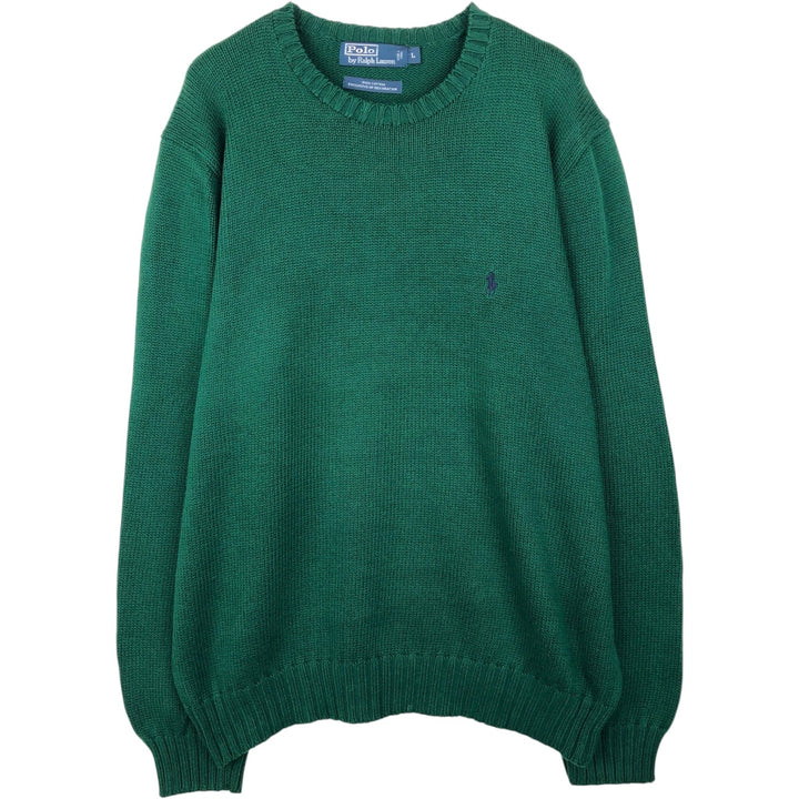 Ralph Lauren POLO by Ralph Lauren Cotton Knit Sweater Men's L size cotton Green type dark green Vintage Second Hand