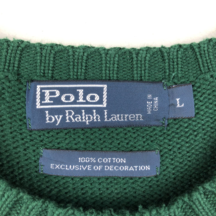 Ralph Lauren POLO by Ralph Lauren Cotton Knit Sweater Men's L size cotton Green type dark green Vintage Second Hand