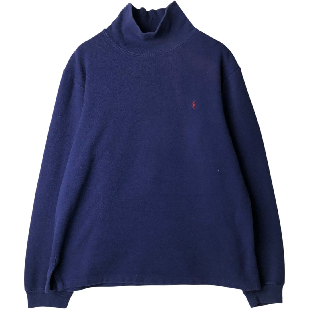 90'S Ralph Lauren POLO by Ralph Lauren turtleneck long-sleeve T-shirt, made in USA, men's size XL equivalent. cotton navy blue type Vintage Second Hand