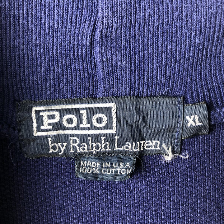 90'S Ralph Lauren POLO by Ralph Lauren turtleneck long-sleeve T-shirt, made in USA, men's size XL equivalent. cotton navy blue type Vintage Second Hand