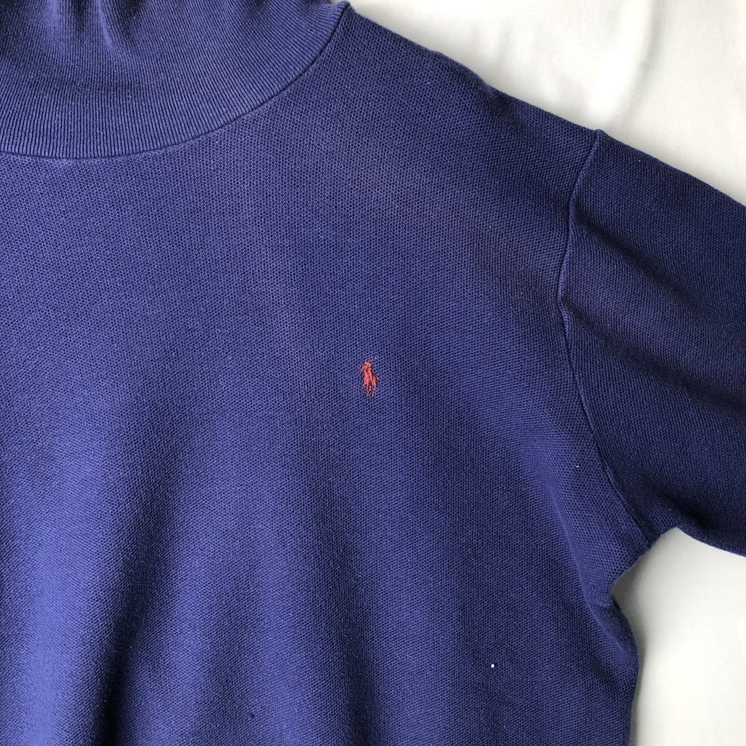 90'S Ralph Lauren POLO by Ralph Lauren turtleneck long-sleeve T-shirt, made in USA, men's size XL equivalent. cotton navy blue type Vintage Second Hand