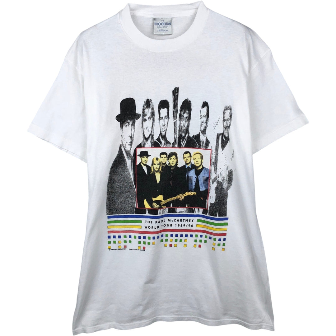 80s-90'S Blockcam Paul McCartney Band T-Shirt, Made in USA, Men's Size L (approx.), Vintage cotton white type Vintage Second Hand