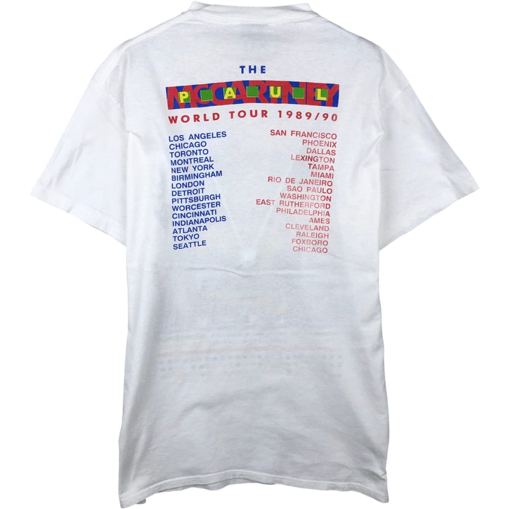 80s-90'S Blockcam Paul McCartney Band T-Shirt, Made in USA, Men's Size L (approx.), Vintage cotton white type Vintage Second Hand