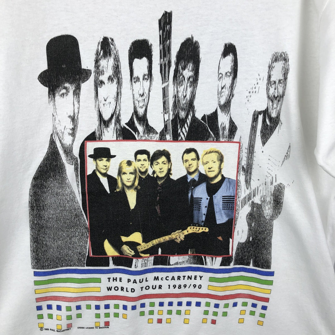 80s-90'S Blockcam Paul McCartney Band T-Shirt, Made in USA, Men's Size L (approx.), Vintage cotton white type Vintage Second Hand
