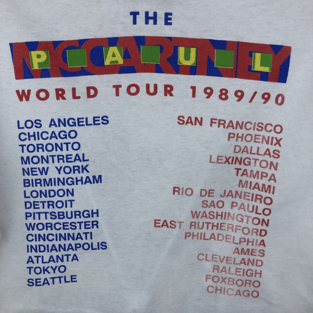 80s-90'S Blockcam Paul McCartney Band T-Shirt, Made in USA, Men's Size L (approx.), Vintage cotton white type Vintage Second Hand