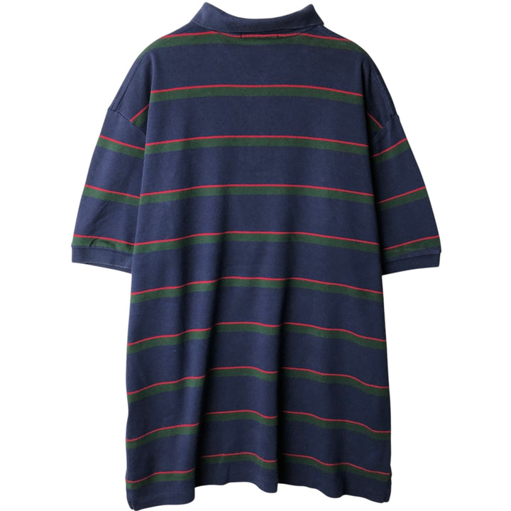 Ralph Lauren POLO by Ralph Lauren short sleeve striped polo shirt, men's XL size cotton navy blue type Vintage Second Hand