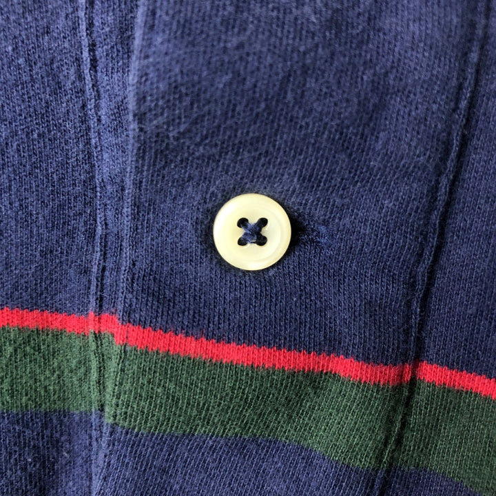 Ralph Lauren POLO by Ralph Lauren short sleeve striped polo shirt, men's XL size cotton navy blue type Vintage Second Hand