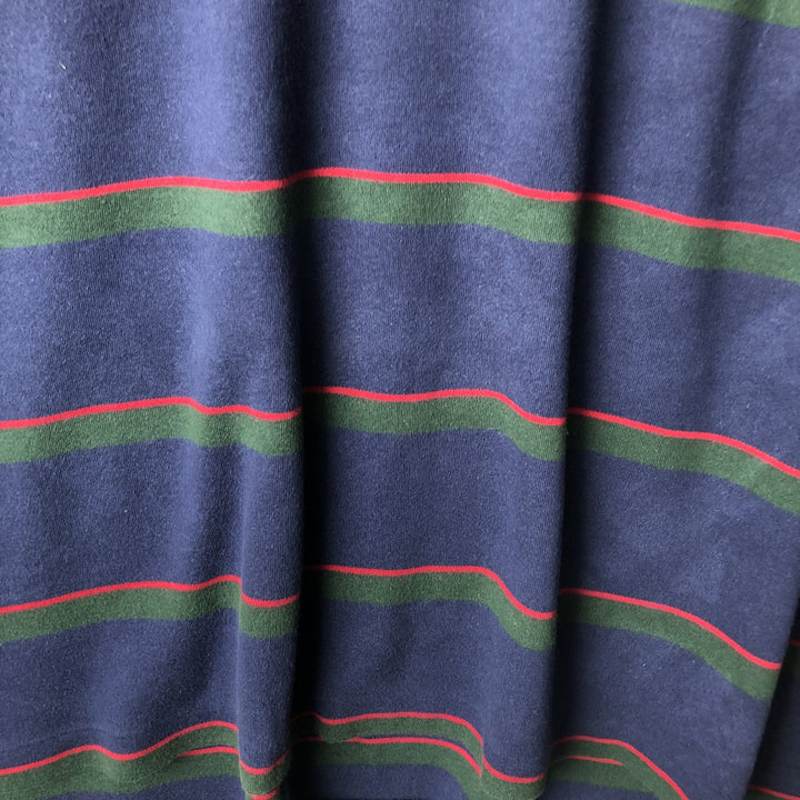 Ralph Lauren POLO by Ralph Lauren short sleeve striped polo shirt, men's XL size cotton navy blue type Vintage Second Hand