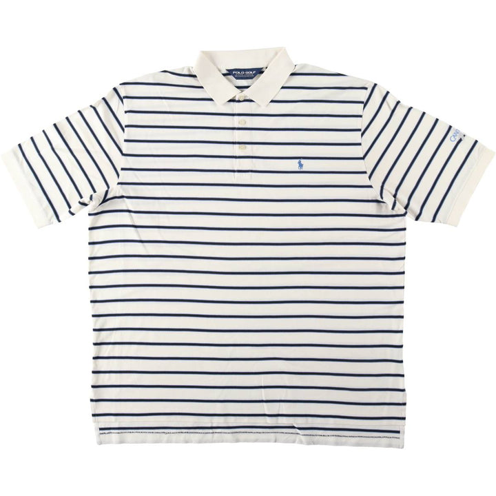 Ralph Lauren POLO GOLF Short Sleeve Striped Polo Shirt Men's XL Pima Cotton white type Vintage Second Hand