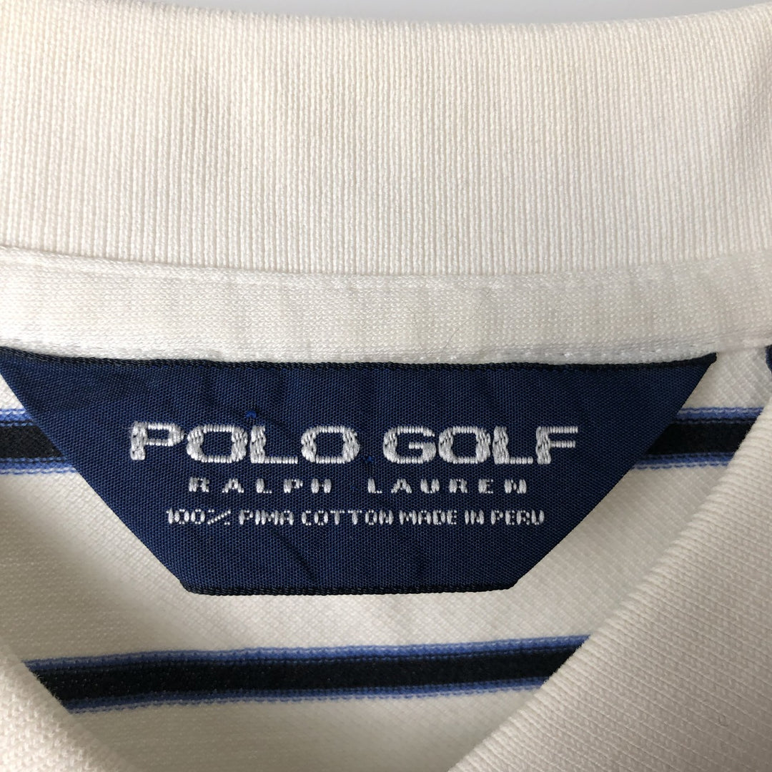 Ralph Lauren POLO GOLF Short Sleeve Striped Polo Shirt Men's XL Pima Cotton white type Vintage Second Hand