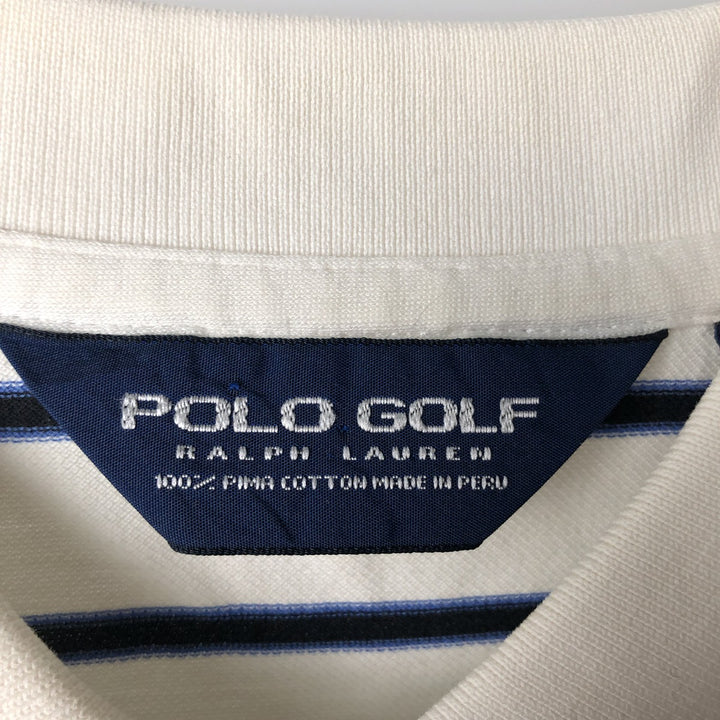Ralph Lauren POLO GOLF Short Sleeve Striped Polo Shirt Men's XL Pima Cotton white type Vintage Second Hand