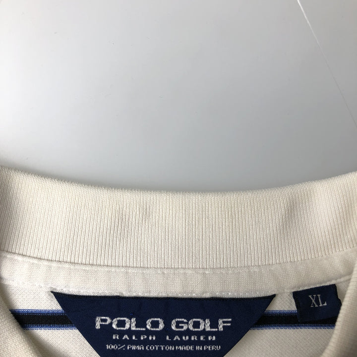Ralph Lauren POLO GOLF Short Sleeve Striped Polo Shirt Men's XL Pima Cotton white type Vintage Second Hand