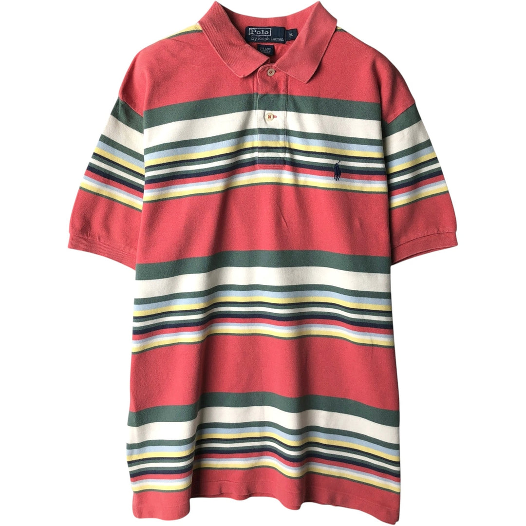 Ralph Lauren POLO by Ralph Lauren short sleeve striped polo shirt, men's size M cotton pink type Vintage Second Hand