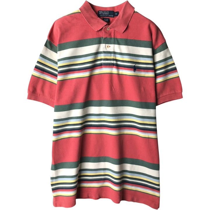 Ralph Lauren POLO by Ralph Lauren short sleeve striped polo shirt, men's size M cotton pink type Vintage Second Hand