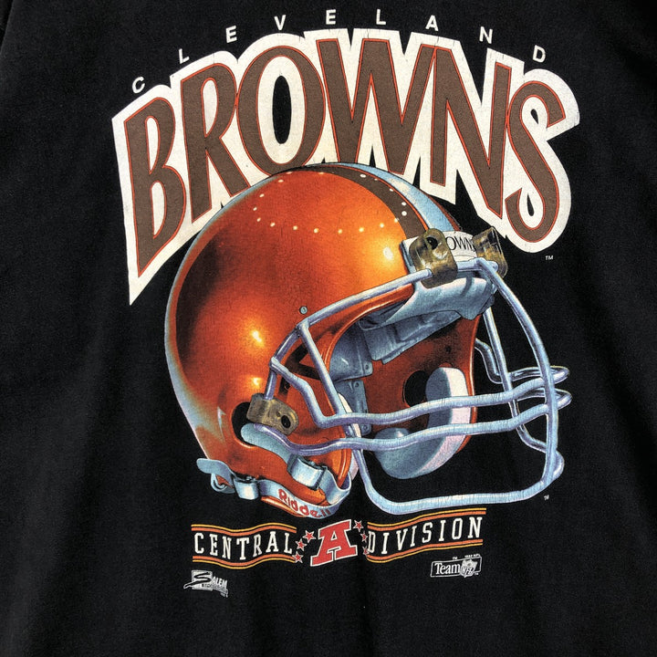 90'S SALEM NFL CLEVELAND BROWNS sports print T-shirt, Made in USA, Men's XL equivalent, Vintage cotton black type Vintage Second Hand