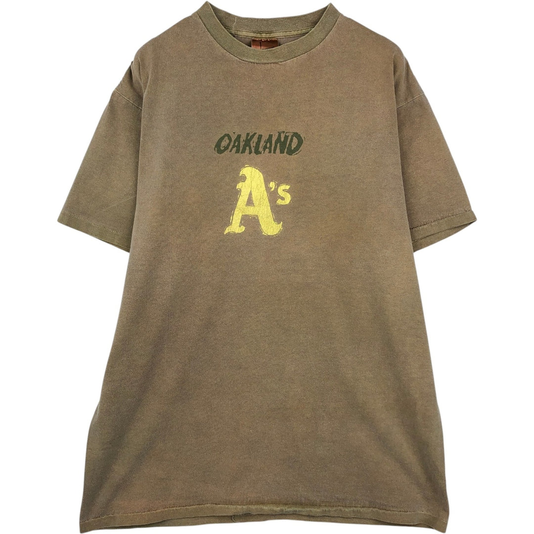 Vintage 90'S MLB Oakland Athletics sports print t-shirt, men's size L equivalent. unclear Khaki type Vintage Second Hand
