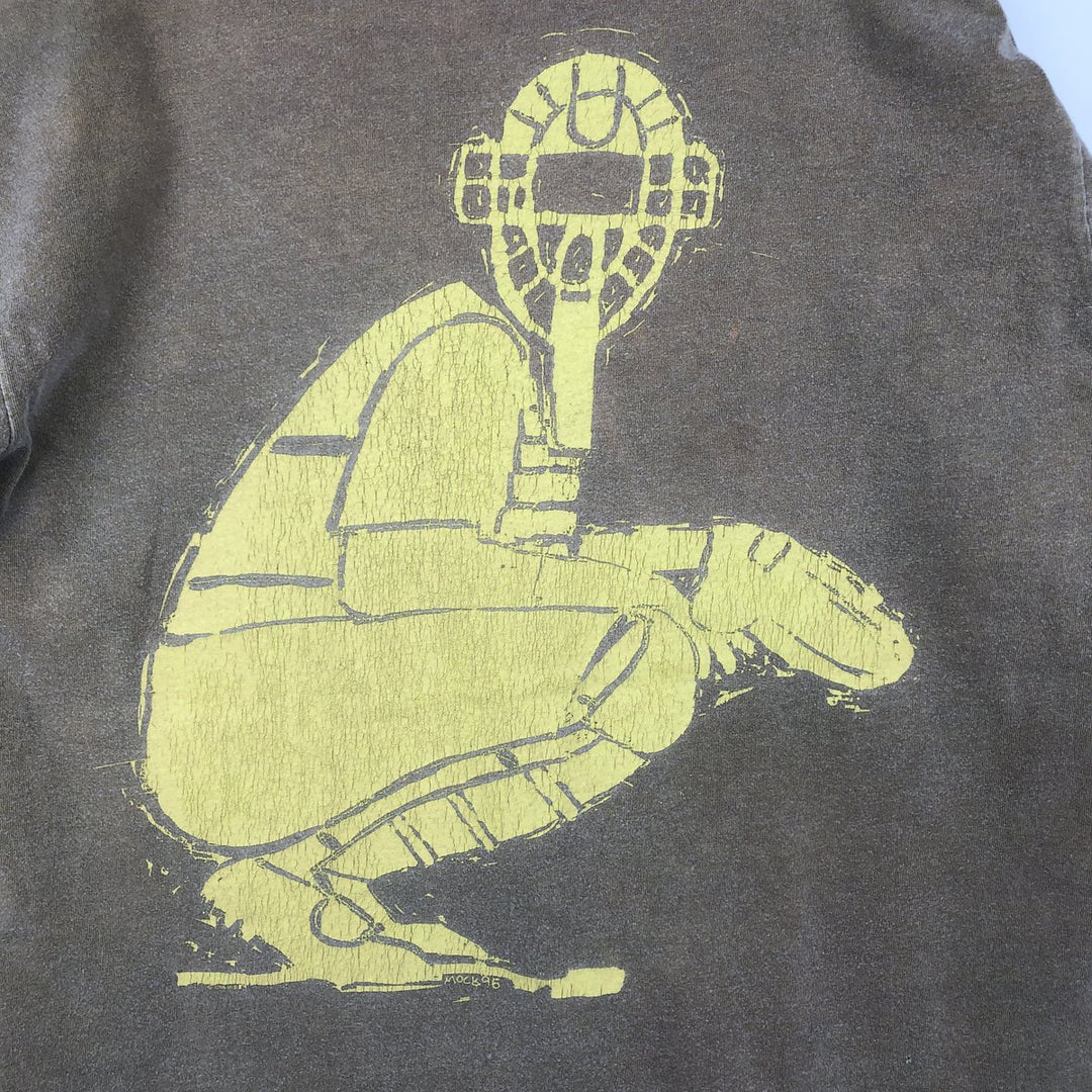 Vintage 90'S MLB Oakland Athletics sports print t-shirt, men's size L equivalent. unclear Khaki type Vintage Second Hand