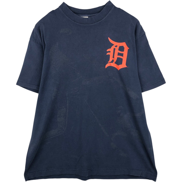 ~90'S MLB Detroit Tigers sports print T-shirt, Made in USA, Men's XL equivalent, Vintage cotton navy blue type Vintage Second Hand