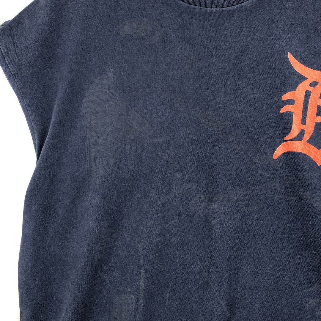 ~90'S MLB Detroit Tigers sports print T-shirt, Made in USA, Men's XL equivalent, Vintage cotton navy blue type Vintage Second Hand